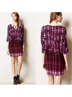 Anthropologie Maeve Petal Palette dress purple pink dolman sleeves, small